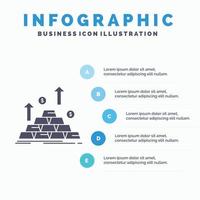 gold. coin. cash. money. growth Infographics Template for Website and Presentation. GLyph Gray icon with Blue infographic style vector illustration.