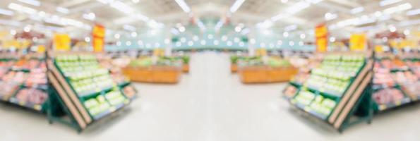 supermarket grocery store interior aisle abstract blurred background photo