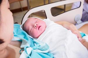 Happy Mother and Newborn Baby at the hospital photo