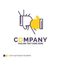 Company Name Logo Design For Box. boxing. competition. fight. gloves. Purple and yellow Brand Name Design with place for Tagline. Creative Logo template for Small and Large Business. vector