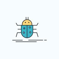 Bug. bugs. insect. testing. virus Flat Icon. green and Yellow sign and symbols for website and Mobile appliation. vector illustration