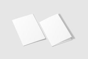 Realistic blank bifold brochure illustration for mockup. 3D Render. photo