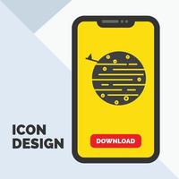 moon. planet. space. squarico. earth Glyph Icon in Mobile for Download Page. Yellow Background vector