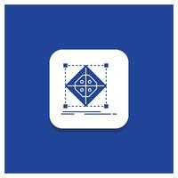 Blue Round Button for Architecture. cluster. grid. model. preparation Glyph icon vector