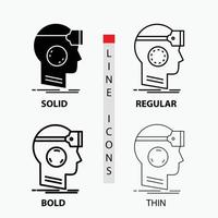 VR. googles. headset. reality. virtual Icon in Thin. Regular. Bold Line and Glyph Style. Vector illustration