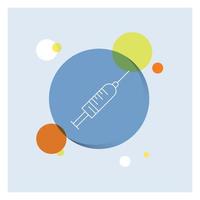 syringe. injection. vaccine. needle. shot White Line Icon colorful Circle Background vector