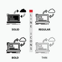 sync. processing. data. dashboard. arrows Icon in Thin. Regular. Bold Line and Glyph Style. Vector illustration