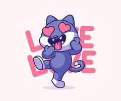 Cute Cat Falling In Love Cartoon Vector Icon Illustration.