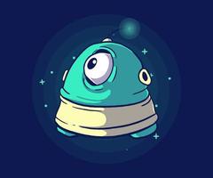 Cute Aliens Cartoon Vector Icon Illustration.