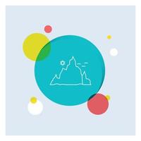 mountain. landscape. hill. nature. sun White Line Icon colorful Circle Background vector