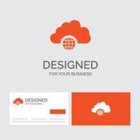 Business logo template for network. city. globe. hub. infrastructure. Orange Visiting Cards with Brand logo template. vector