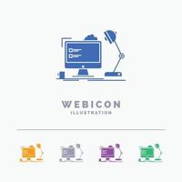 workplace. workstation. office. lamp. computer 5 Color Glyph Web Icon Template isolated on white. Vector illustration