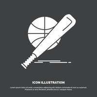 baseball. basket. ball. game. fun Icon. glyph vector symbol for UI and UX. website or mobile application