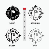 Aim. business. deadline. flag. focus Icon in Thin. Regular. Bold Line and Glyph Style. Vector illustration