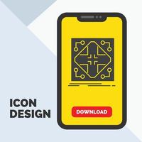 Data. infrastructure. network. matrix. grid Glyph Icon in Mobile for Download Page. Yellow Background vector