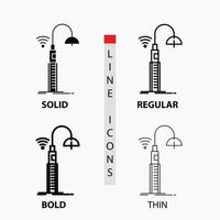 lights. street. wifi. smart. technology Icon in Thin. Regular. Bold Line and Glyph Style. Vector illustration