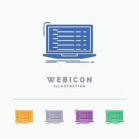 Api. app. coding. developer. laptop 5 Color Glyph Web Icon Template isolated on white. Vector illustration