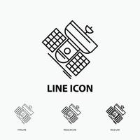 Broadcast. broadcasting. communication. satellite. telecommunication Icon in Thin. Regular and Bold Line Style. Vector illustration