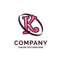 K Company Name Design Pink Beautity Logo Design. Logo Template. Brand Name template Place for Tagline. Creative Logo Design vector