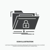 encryption. files. folder. network. secure Icon. glyph vector gray symbol for UI and UX. website or mobile application