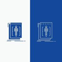 Code. edit. editor. language. program Line and Glyph web Button in Blue color Vertical Banner for UI and UX. website or mobile application vector
