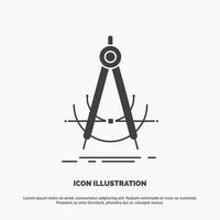 Precision. accure. geometry. compass. measurement Icon. glyph vector gray symbol for UI and UX. website or mobile application