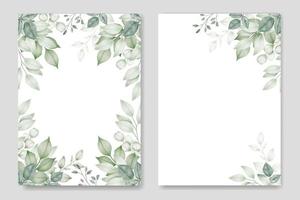 acuarela de tarjeta de invitación de boda de hoja verde vector