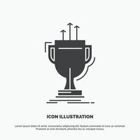 premio, competitivo, copa, borde, icono de premio. símbolo gris vectorial de glifo para ui y ux, sitio web o aplicación móvil vector