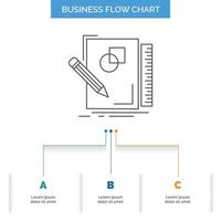 bosquejo. dibujando diseño. dibujar. diseño de diagrama de flujo de negocio de geometría con 3 pasos. icono de línea para el lugar de plantilla de fondo de presentación para texto vector