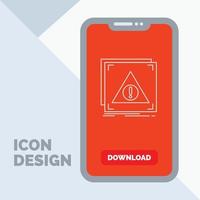 error. solicitud. denegado. servidor. icono de línea de alerta en el móvil para la página de descarga vector