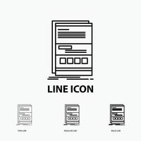 Browser. dynamic. internet. page. responsive Icon in Thin. Regular and Bold Line Style. Vector illustration