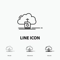 cloud, upload, save, data, computing Icon in Thin, Regular and Bold Line Style. Vector illustration
