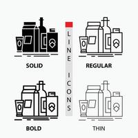 packaging, Branding, marketing, product, bottle Icon in Thin, Regular, Bold Line and Glyph Style. Vector illustration