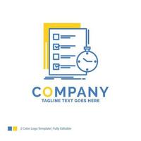 todo. task. list. check. time Blue Yellow Business Logo template. Creative Design Template Place for Tagline. vector