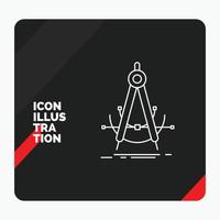 Red and Black Creative presentation Background for Precision. accure. geometry. compass. measurement Line Icon vector