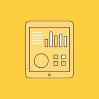 monitoring. health. heart. pulse. Patient Report Flat Line Filled Icon. Beautiful Logo button over yellow background for UI and UX. website or mobile application vector