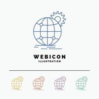 international. business. globe. world wide. gear 5 Color Line Web Icon Template isolated on white. Vector illustration