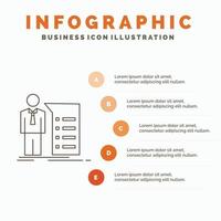 Business. explanation. graph. meeting. presentation Infographics Template for Website and Presentation. Line Gray icon with Orange infographic style vector illustration