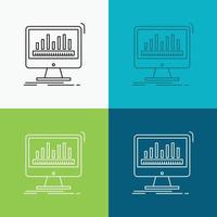 analytics. processing. dashboard. data. stats Icon Over Various Background. Line style design. designed for web and app. Eps 10 vector illustration