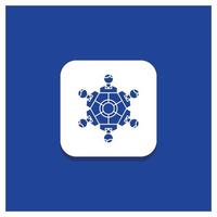 Blue Round Button for Cooperation. friends. game. games. playing Glyph icon vector