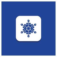 Blue Round Button for Cooperation. friends. game. games. playing Glyph icon vector