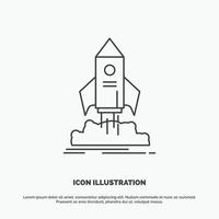 launch. startup. ship. shuttle. mission Icon. Line vector gray symbol for UI and UX. website or mobile application