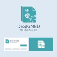 API. aplicación codificación. desarrollador. símbolo de icono de glifo de logotipo de empresa de software para su negocio. tarjetas de visita turquesas con plantilla de logotipo de marca. vector