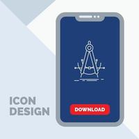 precisión. exacto geometría. Brújula. icono de línea de medición en el móvil para la página de descarga vector