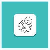 Round Button for Business, engineering, management, process Line icon Turquoise Background vector