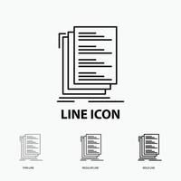 Code. coding. compile. files. list Icon in Thin. Regular and Bold Line Style. Vector illustration