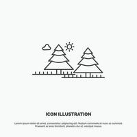 forest. camping. jungle. tree. pines Icon. Line vector gray symbol for UI and UX. website or mobile application