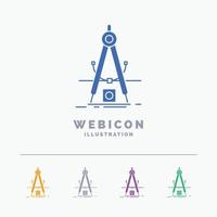 Design. measure. product. refinement. Development 5 Color Glyph Web Icon Template isolated on white. Vector illustration