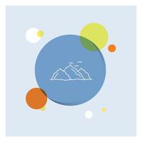 mountain. landscape. hill. nature. birds White Line Icon colorful Circle Background vector