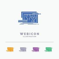 Architecture. blueprint. circuit. design. engineering 5 Color Glyph Web Icon Template isolated on white. Vector illustration